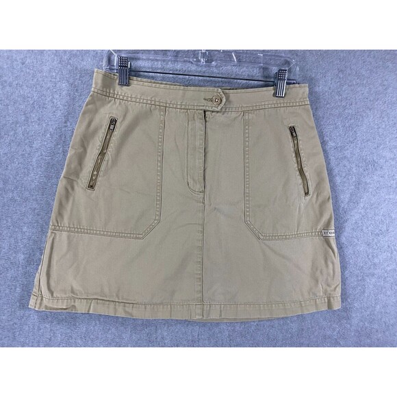 NY Khakis Skirt Women's 12‎ Tan 100% Cotton Pockets Flat Front Casual Safari - Picture 1 of 12